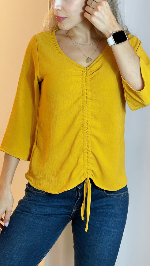 T2573 Blusa con recogido frontal ajustable